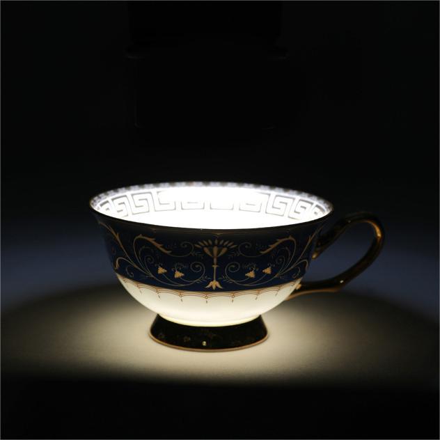 Gold Blue Vintage Tea Cup and Saucer
