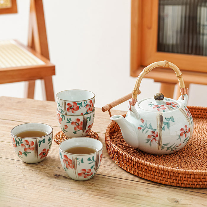 Hand-painted Flower Glaze Tea Set