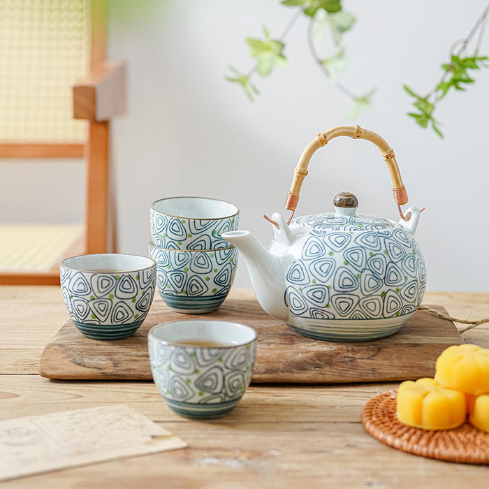Hand-painted Rhombus Tea Set