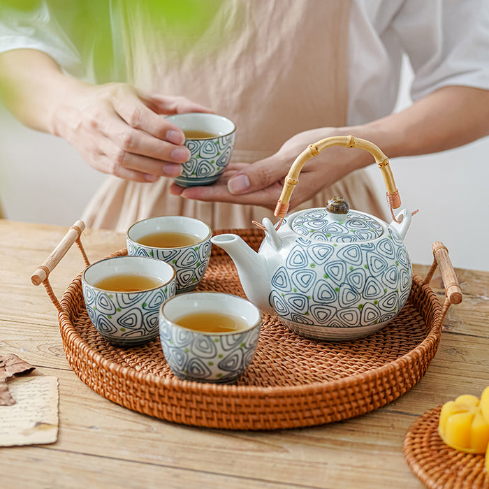 Hand-painted Rhombus Tea Set