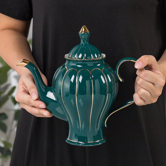 Green Glaze With Gold Line Tea Set