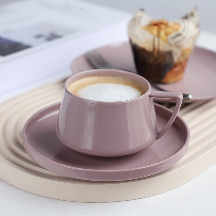 Solid Minimalist Style Tea Cup and Saucer