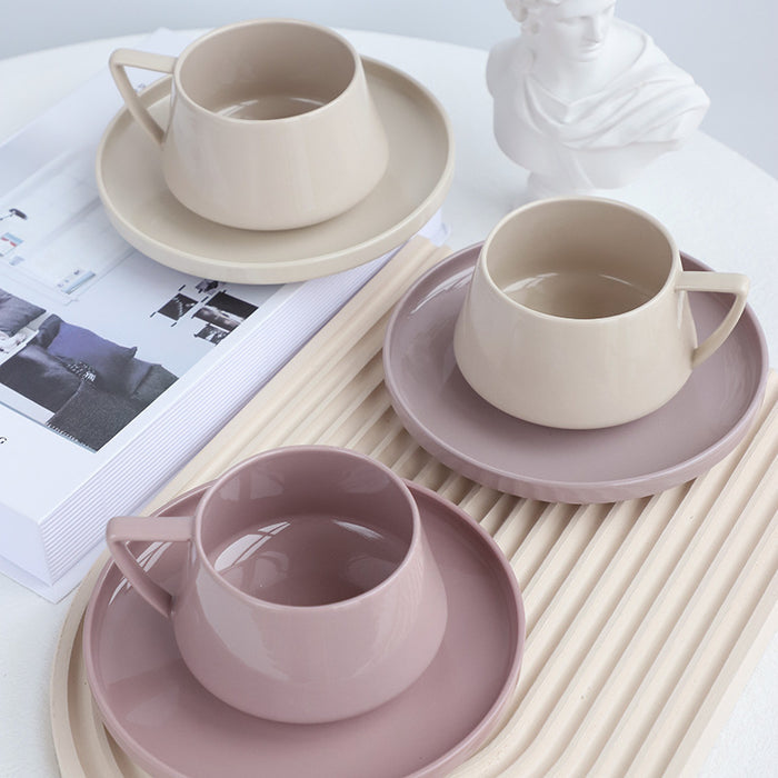 Solid Minimalist Style Tea Cup and Saucer