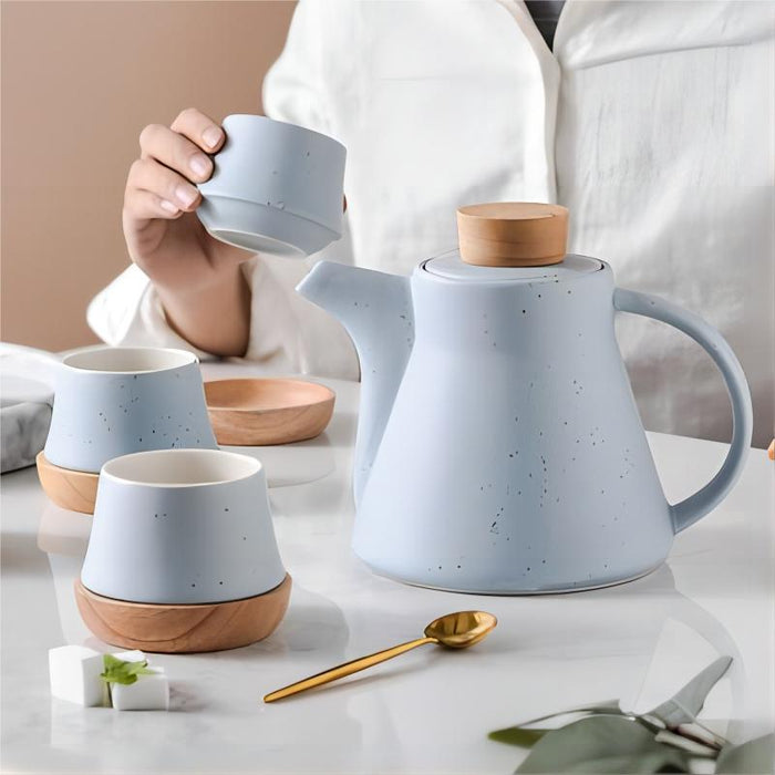 Blue Marble Pattern Tea Set