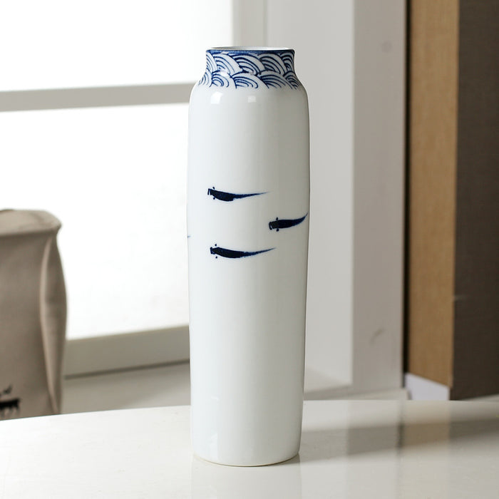 Hand-Painted Fish Designed Vase