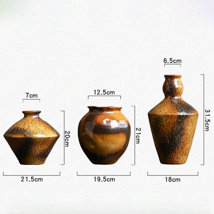 Handcrafted Fambe Ceramic Table Vase