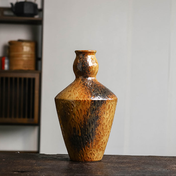 Handcrafted Fambe Ceramic Table Vase