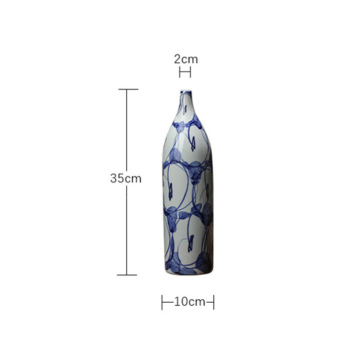 Japanese Style Blue And White Ceramic Vase
