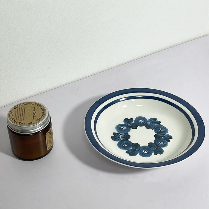 Set Of 4 Bone China Blue Dinnerware