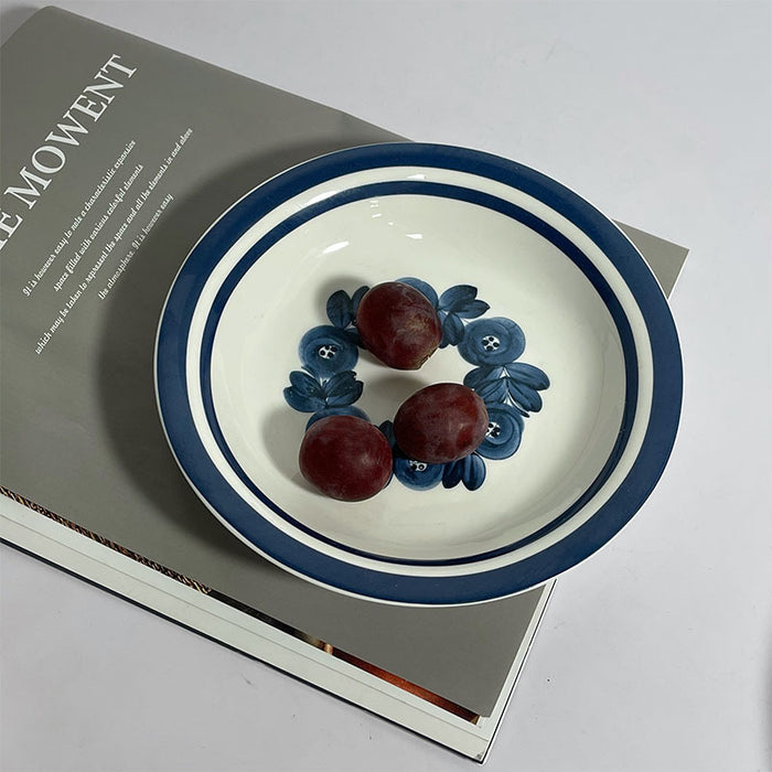 Set Of 4 Bone China Blue Dinnerware