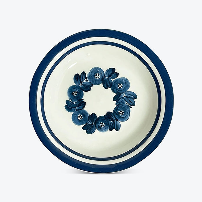 Set Of 4 Bone China Blue Dinnerware