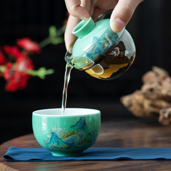 Suet Jade Mountain Travel Tea Set