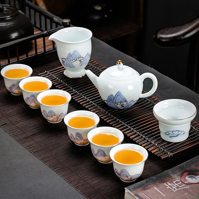 Hand-painted Cloud And Mountain Tea Set