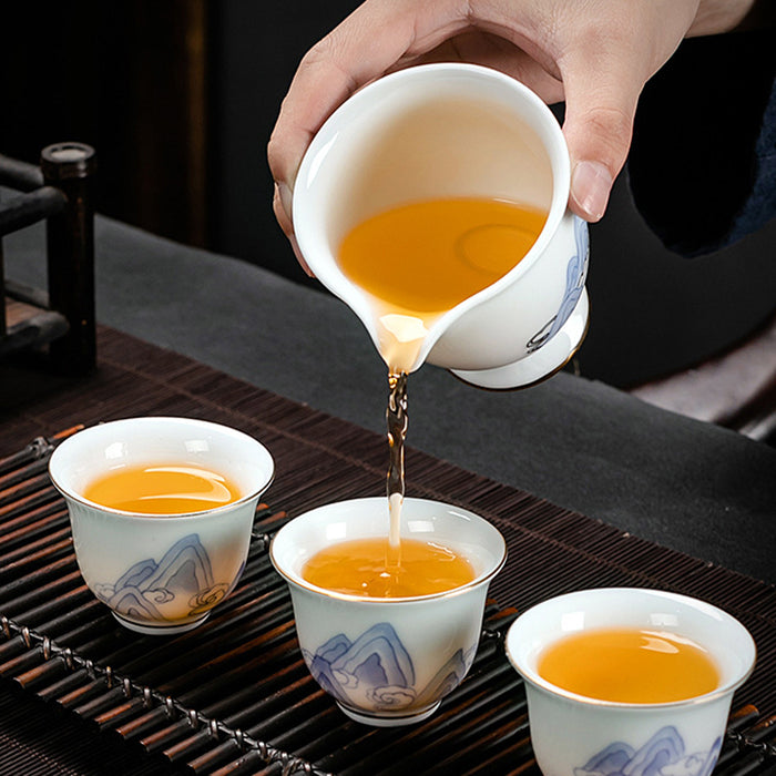 Hand-painted Cloud And Mountain Tea Set