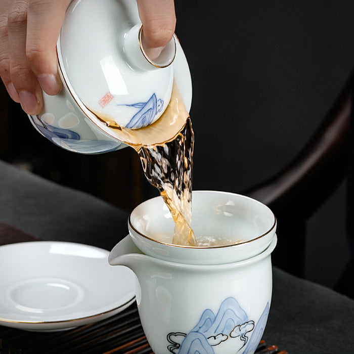 Hand-painted Cloud And Mountain Tea Set