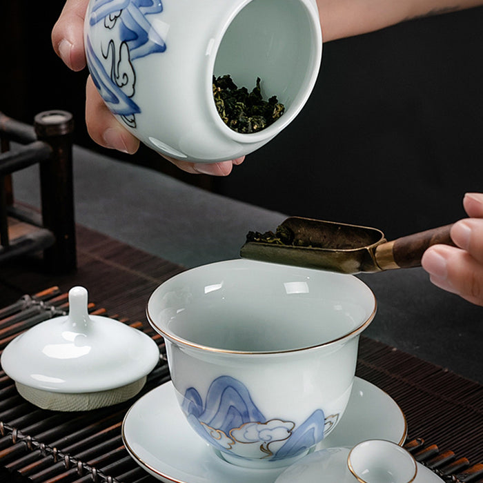 Hand-painted Cloud And Mountain Tea Set
