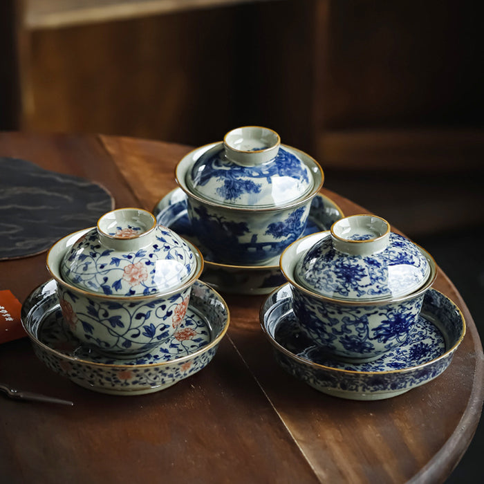 Chinese Traditional Landscape Tea Cup And Saucer Set