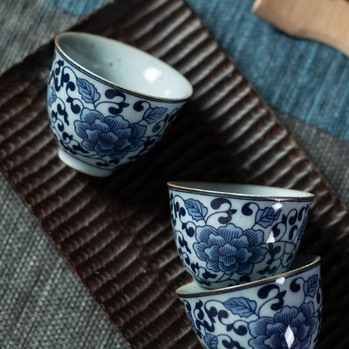 Classic Lotus Blue and White Porcelain Tea Set