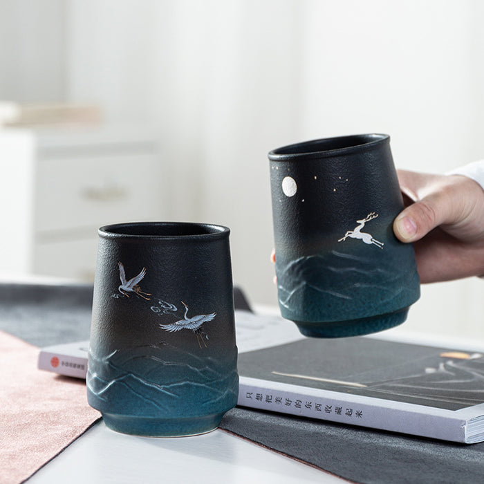 Cyan Cylindrical Ceramic Mug