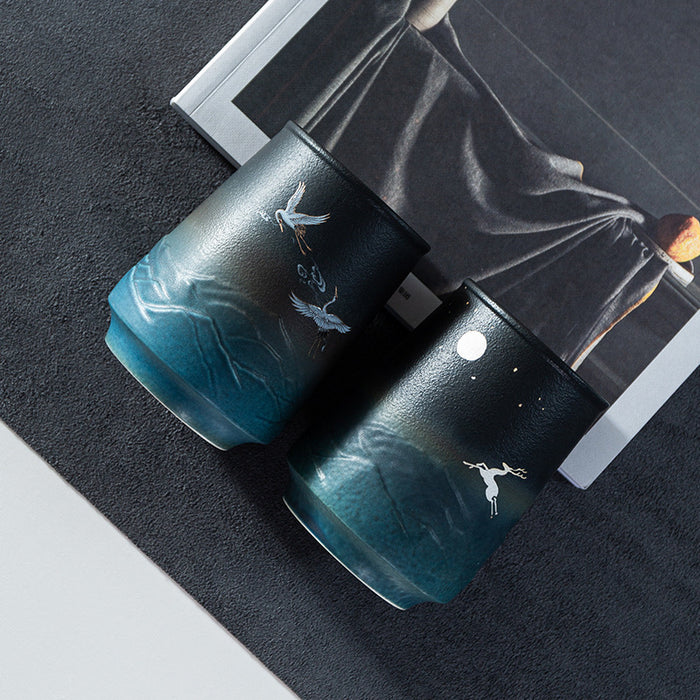 Cyan Cylindrical Ceramic Mug