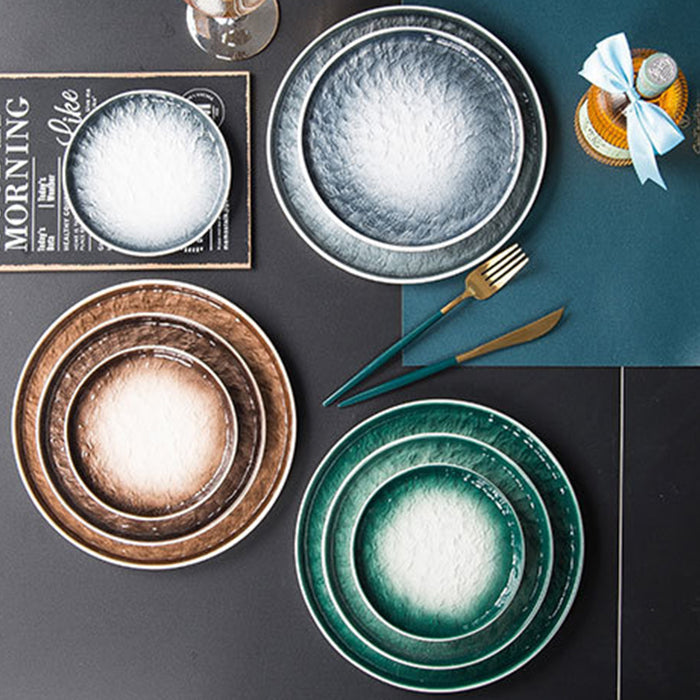 Set of 4 Stone Pattern Ceramic Plate