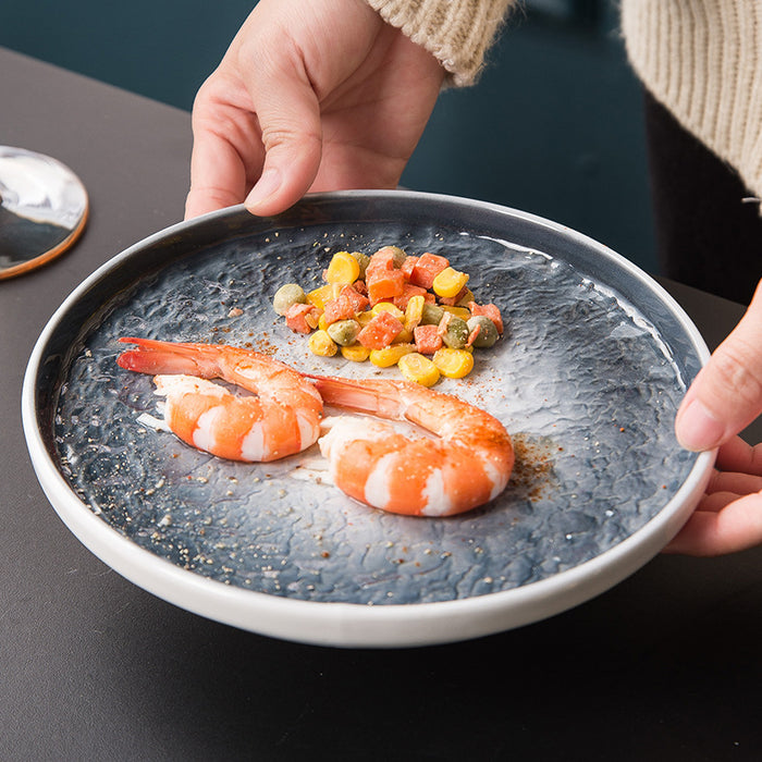 Set of 4 Stone Pattern Ceramic Plate