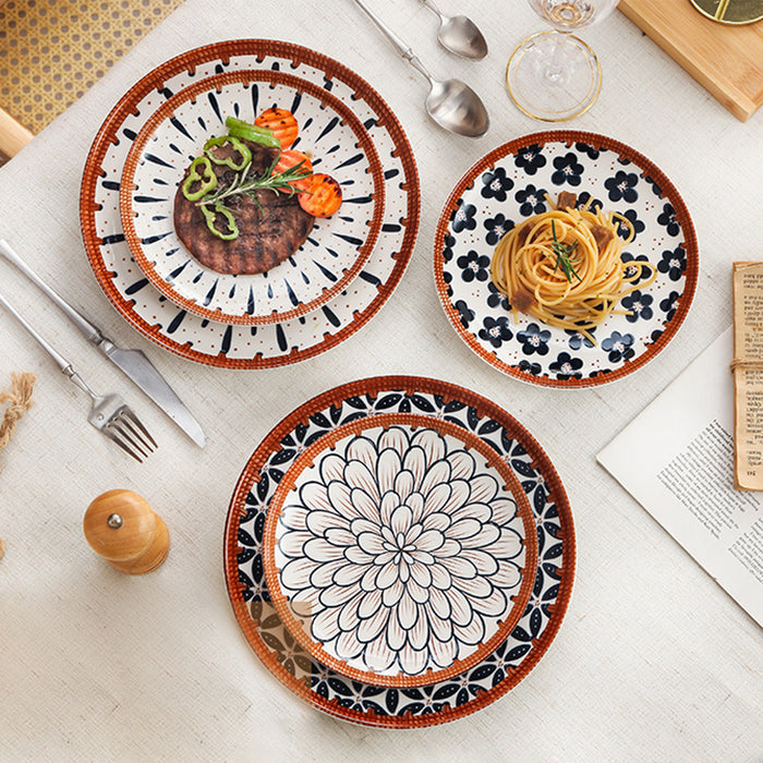 Set of 4 Japanese Style Rattan Steak Plate