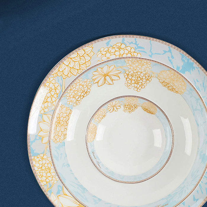 Blue And Yellow Flower Good Time Dinner Set