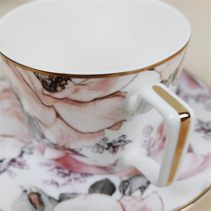 Pink Floral Tea Cup And Saucer