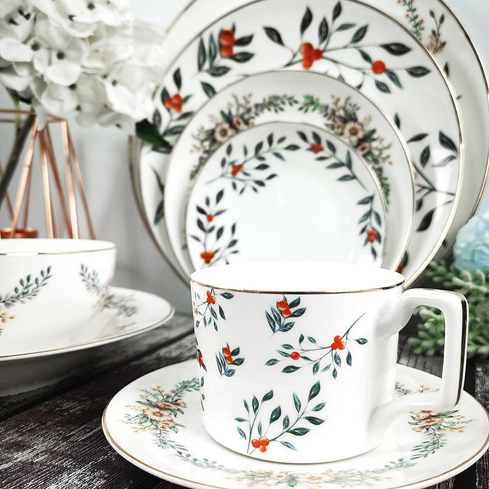 Green Leaves Tea Cup And Saucer