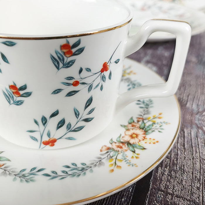 Green Leaves Tea Cup And Saucer
