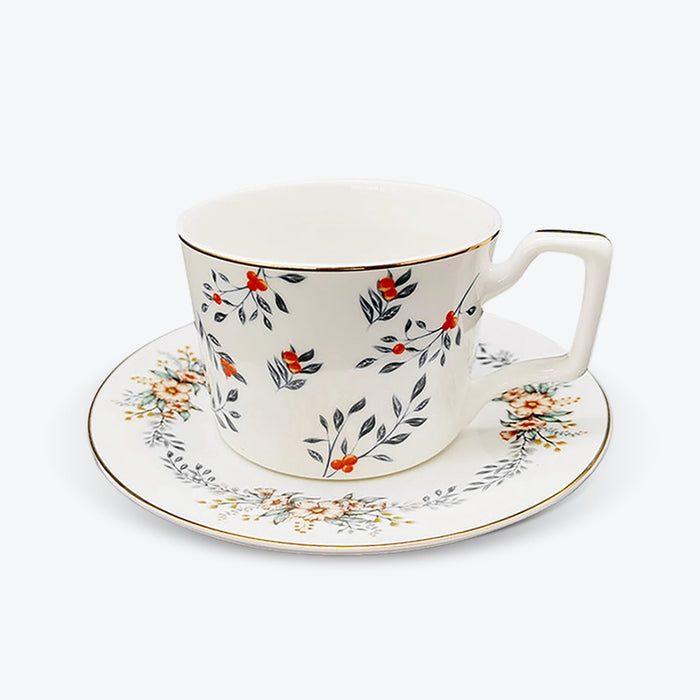 Green Leaves Tea Cup And Saucer