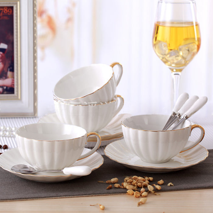 European Gold Embossed Coffee Cup And Saucer