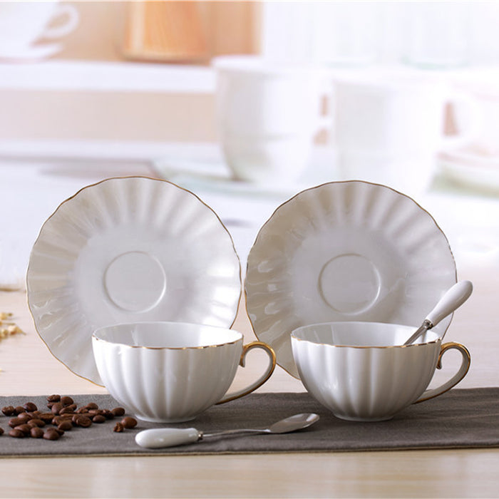 European Gold Embossed Coffee Cup And Saucer