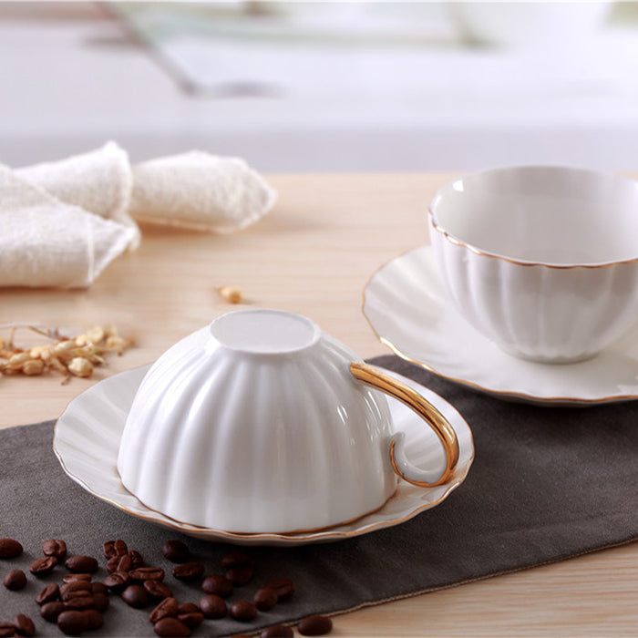 European Gold Embossed Coffee Cup And Saucer