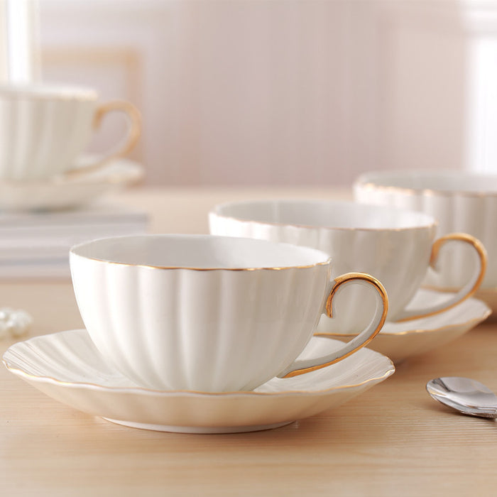 European Gold Embossed Coffee Cup And Saucer