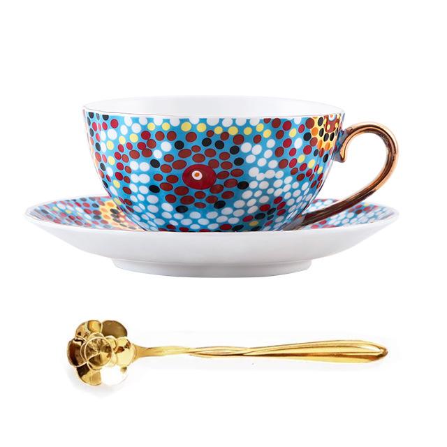 Bohemian Flower  Coffee Cup And Saucer With Spoon