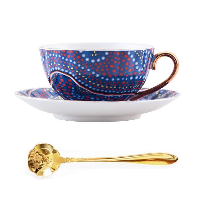 Bohemian Flower  Coffee Cup And Saucer With Spoon