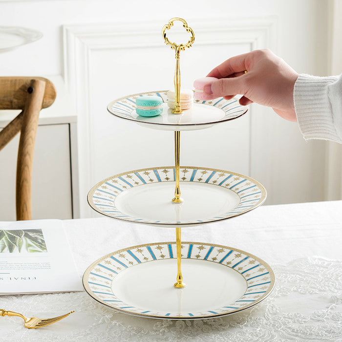 Nordic White Light Luxury 3 Tier Ceramic Cake Stand