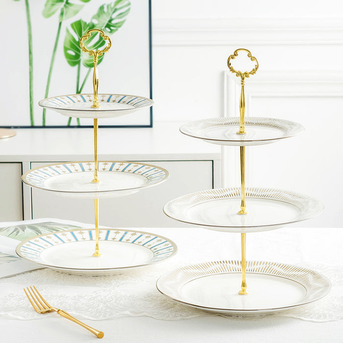 Nordic White Light Luxury 3 Tier Ceramic Cake Stand