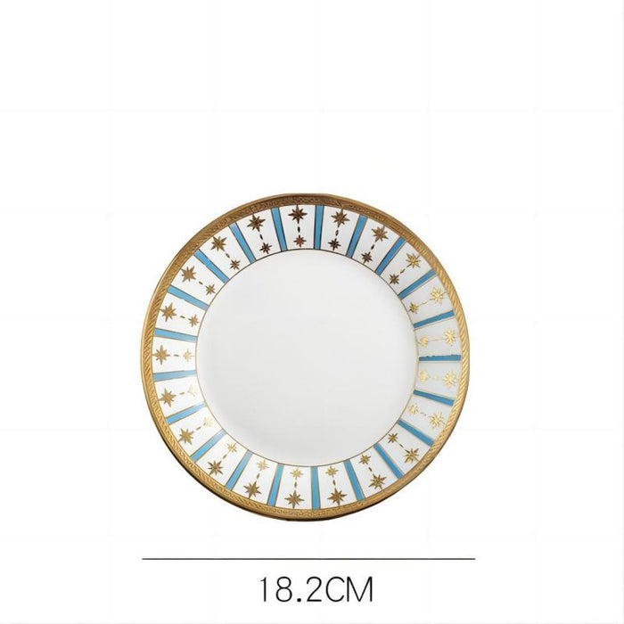 Nordic Gold-Edged Ceramic Steak Plate