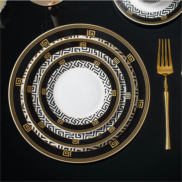 European Gold-Edged Ceramic Plate