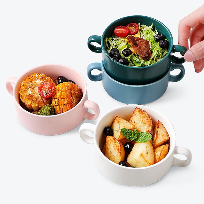 Matt Blue Nordic Ceramic Amphora Baking Bowl