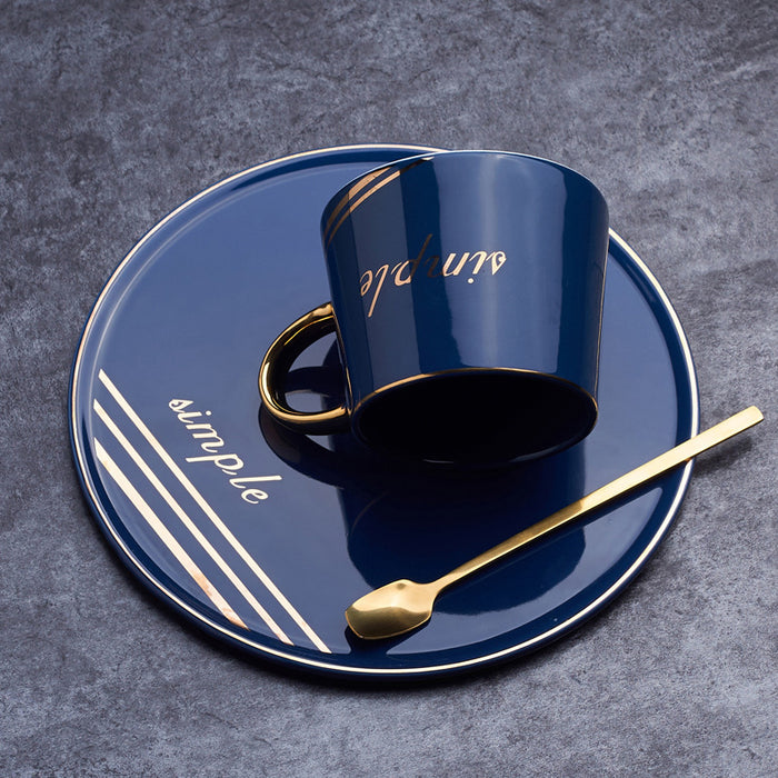 Nordic Letter Ceramic Coffee Cup Set With Spoon