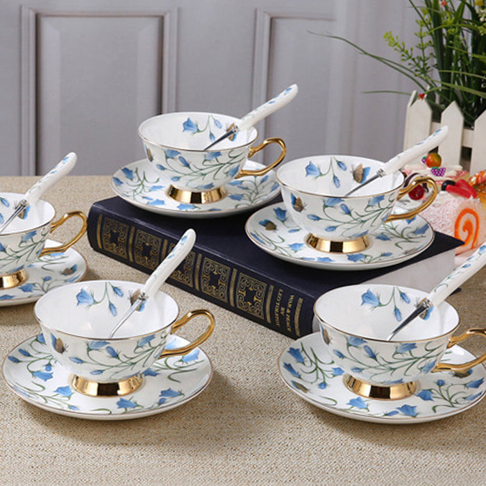 Flower Pattern Ceramic Cup And Saucer