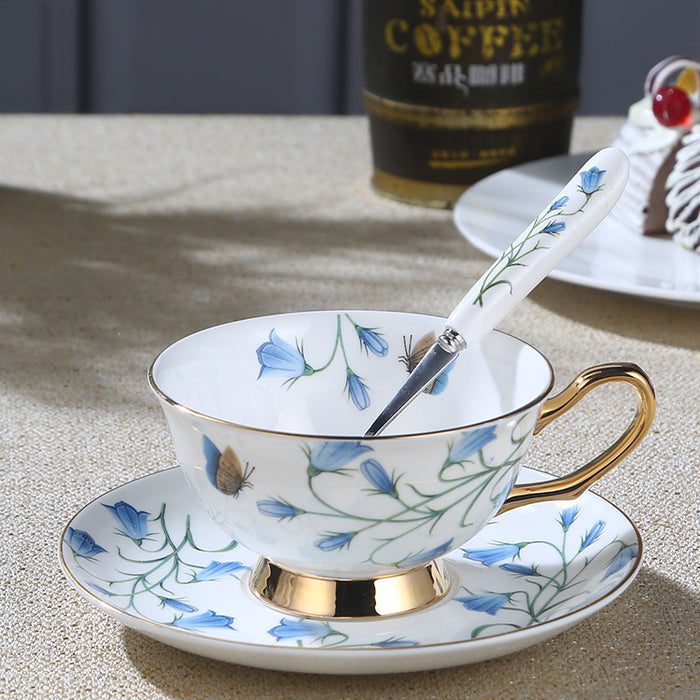 Flower Pattern Ceramic Cup And Saucer