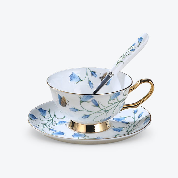 Flower Pattern Ceramic Cup And Saucer