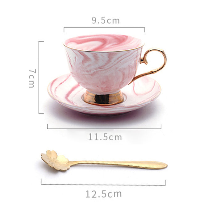 Marbling Coffee Cup And Saucer With Spoon