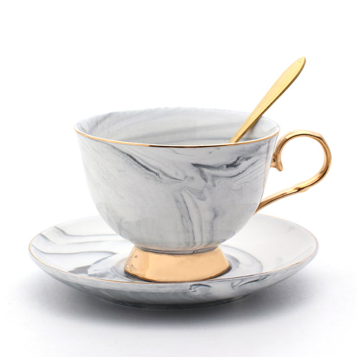 Marbling Coffee Cup And Saucer With Spoon