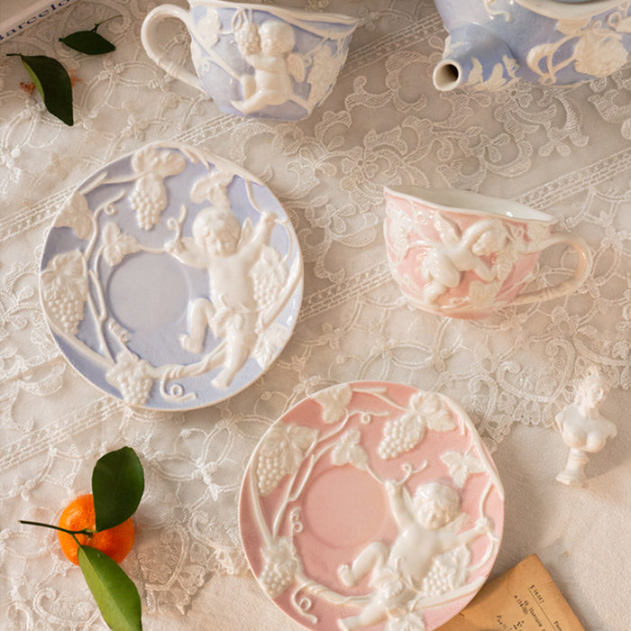 Angel Sculpture Ceramic Tea Set